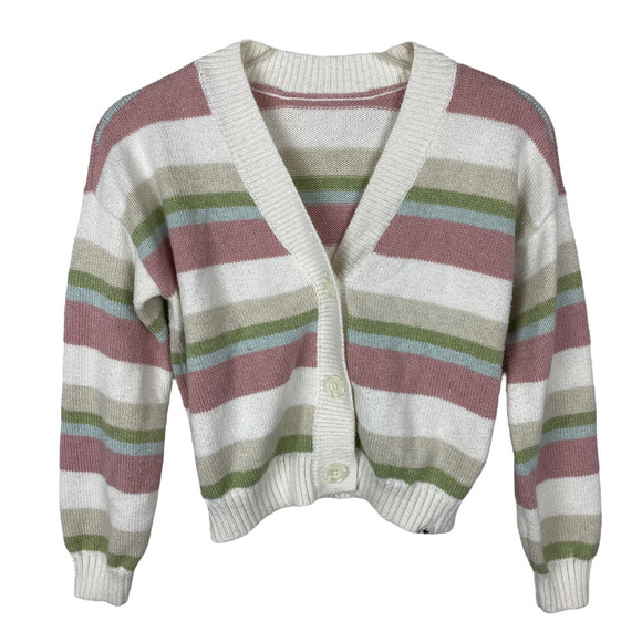 Abercrombie and Fitch Y2K Striped Cropped Button Front Cardigan XS - Picture 1 of 3